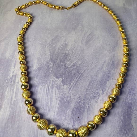 Jewelry 8 For 3 Gold Tone Beaded Texture Necklace Stamped Korea Poshmark